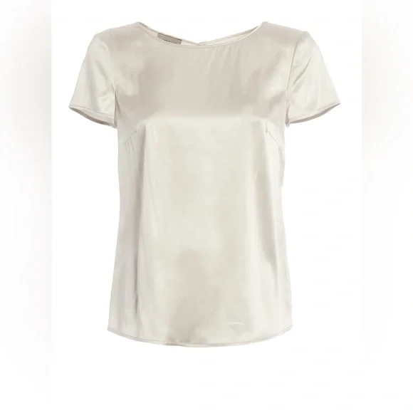 Armani Collezioni Silk Satin Stretch Ivory Short Sleeve Blouse sz 40 Classy - Picture 13 of 13
